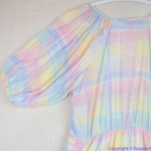 Eloquii Full Sleeve Wrap Dress‎ rainbow color tie-dye, 28 - Picture 16 of 16